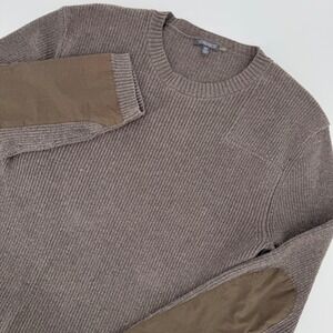 Toad&Co Mens Organic Cotton Shaker Knit Sweater Brown‎ Elbow Patches Size M